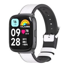 Per Redmi Watch 3 Lite / Watch 3 Active Mijobs cinturino in pelle TPU (bianco nero)