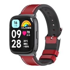 Per Redmi Watch 3 Lite / Watch 3 Active Mijobs cinturino in pelle TPU (rosso nero)