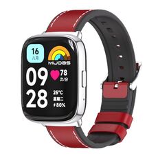 Per Redmi Watch 3 Lite / Watch 3 Active Mijobs cinturino in pelle TPU (rosso argento)