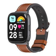 Per Redmi Watch 3 Lite / Watch 3 Active Mijobs cinturino in pelle TPU (marrone nero)
