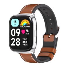 Per Redmi Watch 3 Lite / Watch 3 Active Mijobs cinturino in pelle TPU (marrone argento)