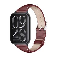 Per Xiaomi Mi Band 8 Pro Mijobs cinturino sottile in vera pelle (vino rosso nero)