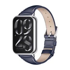 Per Xiaomi Mi Band 8 Pro Mijobs cinturino sottile in vera pelle (blu argento)