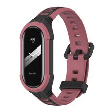 Per Xiaomi Mi Band 8 MIJOBS Unibody cinturino in silicone bicolore (nero vino rosso)