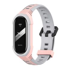 Per Xiaomi Mi Band 8 MIJOBS Unibody cinturino in silicone bicolore (rosa grigio)
