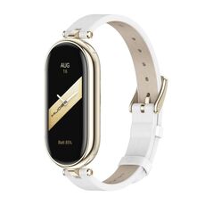 Per Xiaomi Mi Band 8 Mijobs cinturino in pelle di vacchetta primo strato (bianco oro chiaro)