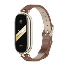 Per Xiaomi Mi Band 8 Mijobs cinturino in pelle di vacchetta primo strato (marrone chiaro oro)