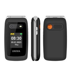 UNIWA V202T Telefono 4G Flip Style, Unisoc T107 Cat.1 da 2,4 pollici, SOS, FM, doppia scheda SIM, 21 tasti (nero)
