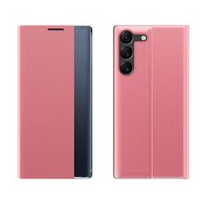 Per Samsung Galaxy S24+ 5G Custodia ad adsorbimento per telefono in pelle e tessuto tinta unita (rosa)
