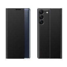 Per Samsung Galaxy S24+ 5G Supporto ad adsorbimento Custodia per telefono in pelle in tessuto tinta unita (Nero)