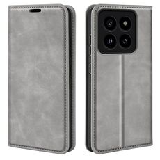 Per Xiaomi 14 Pro Custodia per telefono in pelle con aspirazione magnetica retro-skin (grigia)