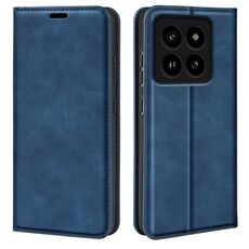 Per Xiaomi 14 Pro Custodia per telefono in pelle con aspirazione magnetica retro-skin (blu scuro)