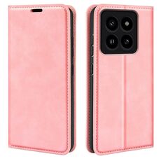 Per Xiaomi 14 Pro Custodia per telefono in pelle con aspirazione magnetica retro-skin (rosa)