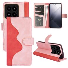 Custodia per telefono in pelle con chiusura orizzontale con cucitura Xiaomi 14 Pro (rossa)