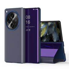 Per OPPO Find N3 Custodia per telefono in pelle con vibrazione orizzontale a specchio placcato con supporto (viola)