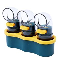 Barattolo per condimenti per il controllo quantitativo del sale da cucina domestica, colore: 3 pezzi blu con base