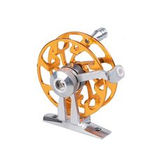 Mulinello da pesca con zattera da pesca sul ghiaccio con base interamente in metallo, attrezzatura da pesca cava, specifiche: oro 50 mm