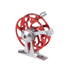Mulinello da mosca per zattera da pesca sul ghiaccio con base interamente in metallo, attrezzatura da pesca cava, specifiche: 65 mm rosso