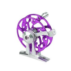 Mulinello da pesca sul ghiaccio Mulinello da mosca con base interamente in metallo Attrezzatura da pesca cava, specifiche: 65 mm viola