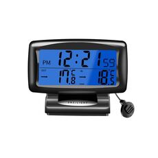 Orologio da auto LCD con luce notturna Elettronica automobilistica Doppio termometro interno ed esterno