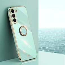 Per Samsung Galaxy S24+ 5G XINLI Straight Edge 6D Custodia per telefono in TPU elettrolitico con supporto ad anello (verde menta)