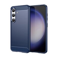 Custodia per telefono TPU in fibra di carbonio con texture spazzolata per Samsung Galaxy S24 5G (blu)