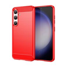 Custodia per telefono TPU in fibra di carbonio con texture spazzolata per Samsung Galaxy S24 5G (rossa)
