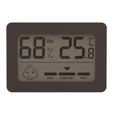 Mini misuratore elettronico di temperatura e umidità per interni domestici con supporto (nero)