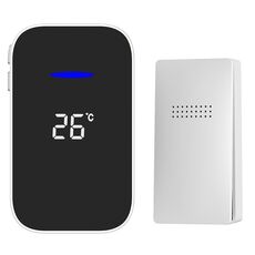 C302B Campanello wireless domestico One to One Display digitale per temperatura Cercapersone per anziani con telecomando, spina europea (bianco)