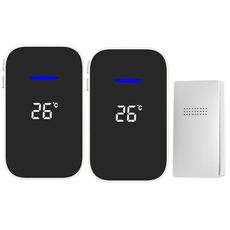 C302B Cercapersone per anziani con display digitale per temperatura del campanello senza fili da uno a due per la casa, spina americana (bianco)