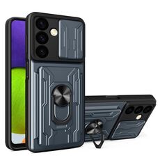 Per Samsung Galaxy S24 5G Custodia scorrevole Camshield TPU+PC con slot per schede (grigio)