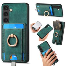 Per Samsung Galaxy S23 FE 5G Custodia per telefono in pelle con borsa magnetica divisibile retrò (verde)