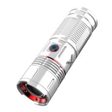 Torcia zoom telescopica con ricarica laser bianco per esterni di tipo C con funzione Power Bank (Argento)