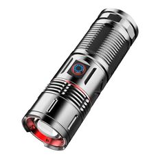 Torcia zoom telescopica con ricarica laser bianco per esterni di tipo C con funzione Power Bank (nero)