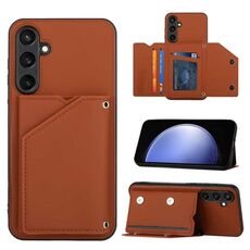 Custodia per Samsung Galaxy S23 FE 5G Skin Feel PU + TPU + slot per schede PC (marrone)