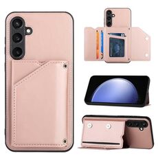Custodia per Samsung Galaxy S23 FE 5G Skin Feel PU + TPU + slot per schede PC (oro rosa)