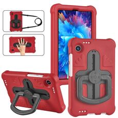 Per Samsung Galaxy Tab A9 Shield 360 Maniglia di rotazione EVA Custodia antiurto per tablet PC (rosso nero)