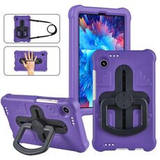 Per Samsung Galaxy Tab A9 Shield 360 Maniglia di rotazione EVA Custodia antiurto per tablet PC (viola nero)