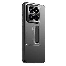 Per Xiaomi 14 Pro Custodia per telefono con supporto in TPU ibrido in metallo satinato (nero)