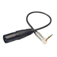 Cavo audio stereo TRS maschio a XLR maschio a 3 pin da 0,3 m, 90 gradi, 3,5 mm (nero)