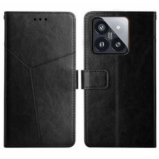 Per Xiaomi 14 Pro Custodia per cellulare in pelle con motivo a Y (nera)