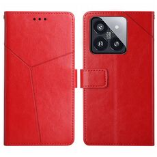 Per Xiaomi 14 Pro Custodia per cellulare in pelle con motivo a Y (rossa)