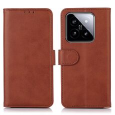 Per la custodia del telefono in pelle con texture mucca Xiaomi 14 Pro (marrone)