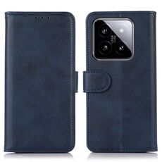 Per la custodia del telefono in pelle con texture mucca Xiaomi 14 Pro (blu)