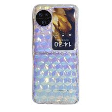Per OPPO Find N3 Flip Custodia per PC con texture a diamante colorato (sfumatura rosa blu)