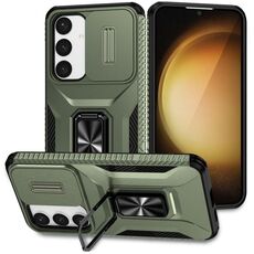 Custodia per telefono con supporto scorrevole Camshield per Samsung Galaxy S24 5G (verde alpino)