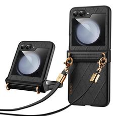 Per Samsung Galaxy Z Flip3 5G SULADA Custodia per telefono pieghevole elegante con struttura rombica (nera)