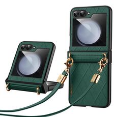 Per Samsung Galaxy Z Flip3 5G SULADA Custodia pieghevole elegante con texture rombica (verde)