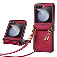 Per Samsung Galaxy Z Flip3 5G SULADA Custodia pieghevole elegante con texture rombica (Rosso)