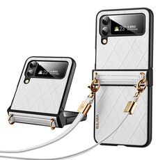 Per Samsung Galaxy Z Flip4 SULADA Custodia per telefono pieghevole elegante con texture rombica (bianca)